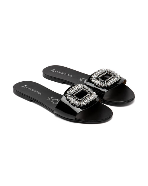 Sandalia Negra Mule Cristales 2043678